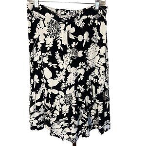 NWT Talbots petite Large Flounce midi Shadow Garden pull on ruffle goth business